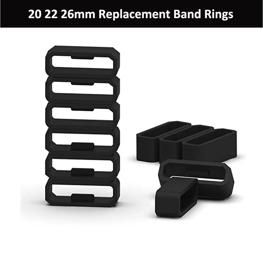 10-Pack Black Loops for 22 mm Watch Straps, 22mm