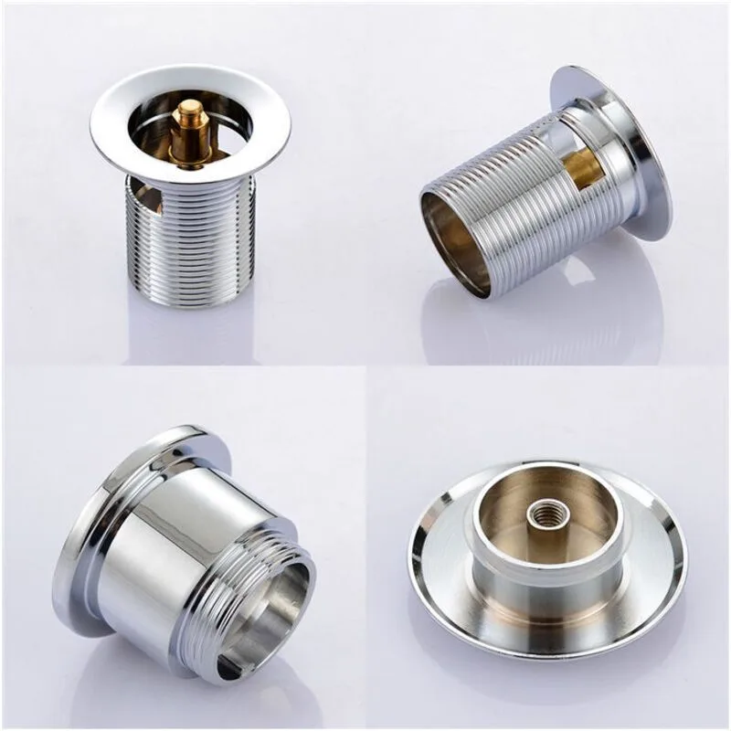 Chrome Copper Pop Up Sink Drain with Universal Automatic Overflow Large Drainage