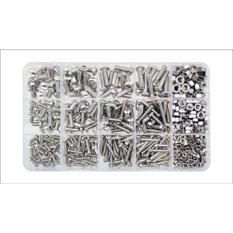 500 Pcs Stainless Steel Box Set M3 M4 M5 Round Head Bolt Screw Nut Disc Head Internal Hex Screw