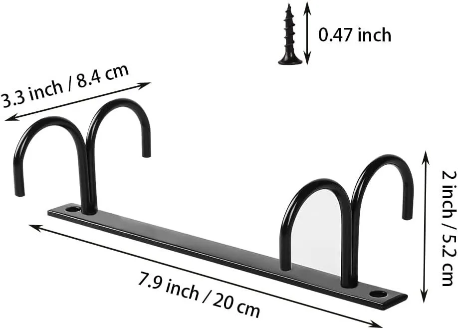 2 Piece Under Cabinet Mug Holder 8 Hooks Black