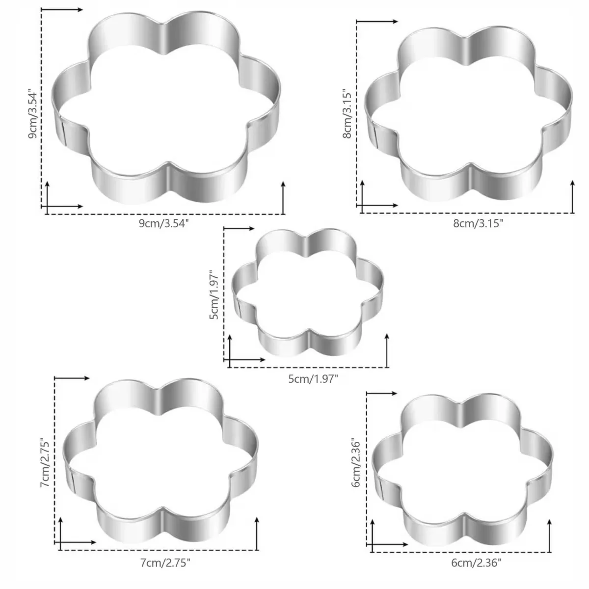 5 Pack Flower Cookie Cutters