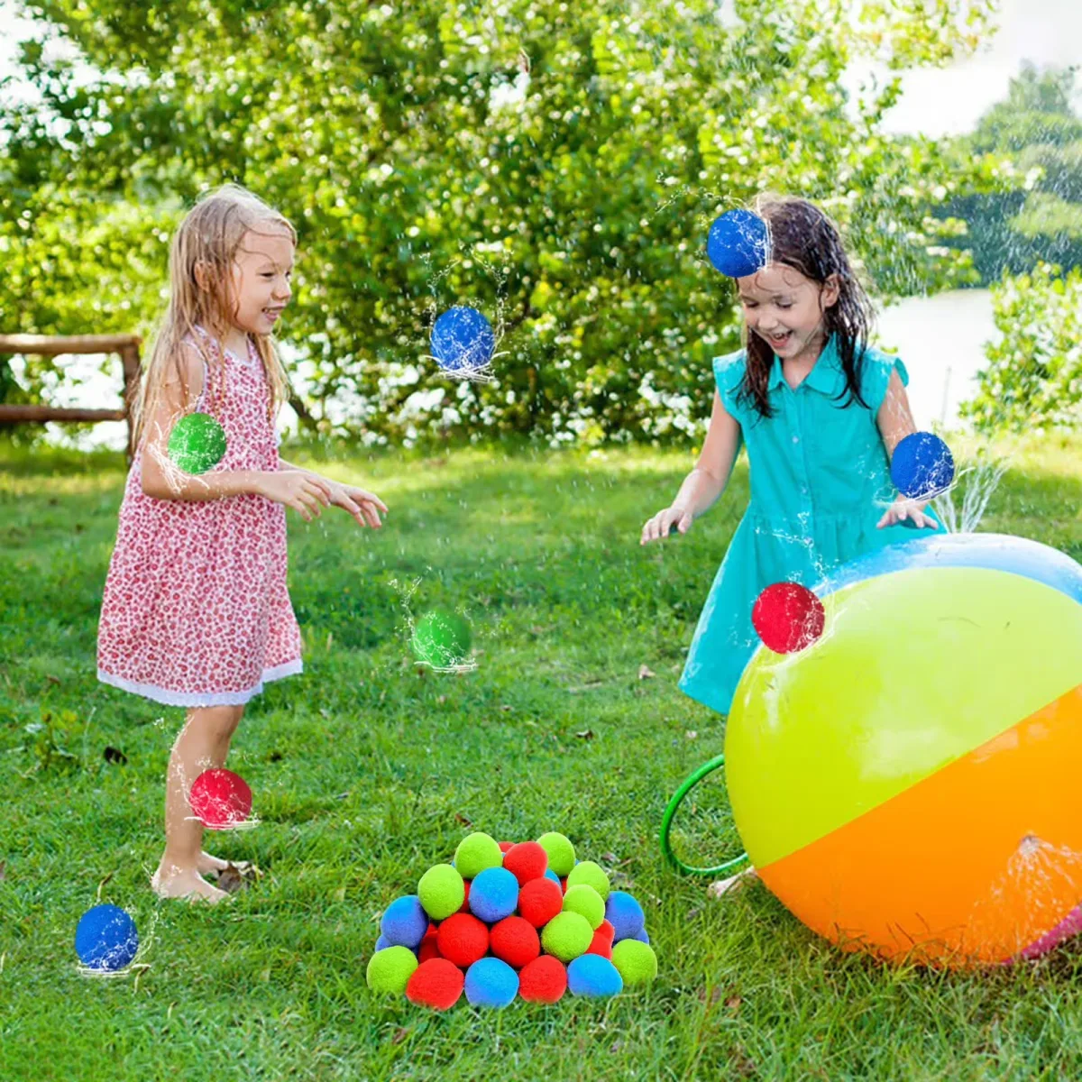 60 Pack Reusable Water Sponge Balls, 1.96 in