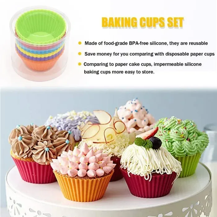 24 Pack Reusable Silicone Cupcake Molds