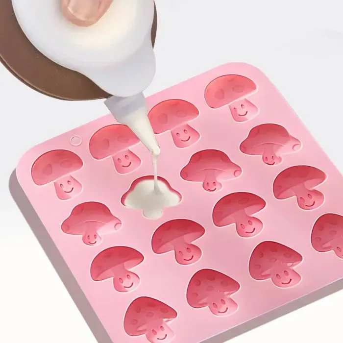 16 Cavity Mushroom Silicone Mold, 17 x 16.5 cm