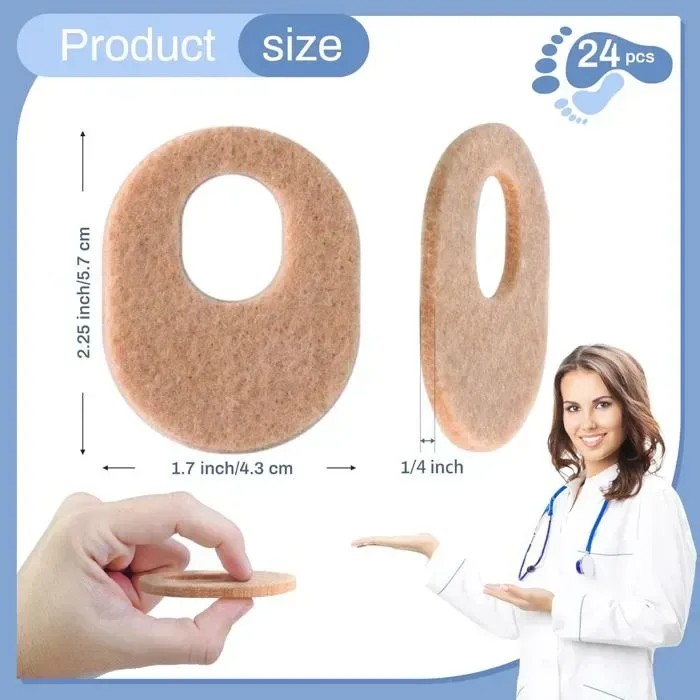 24 Pack Oval Felt Toe Pads