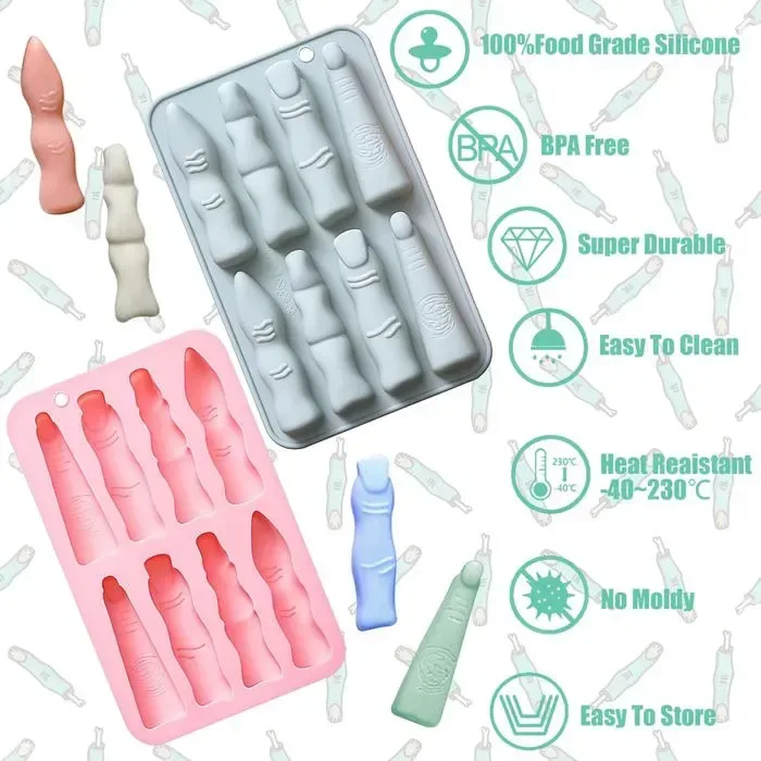 2 Pack Finger Silicone Molds with 8 Cavities