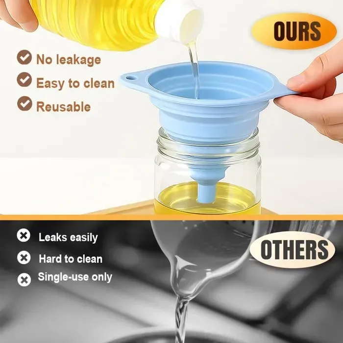 3 Pack Collapsible Silicone Kitchen Funnels