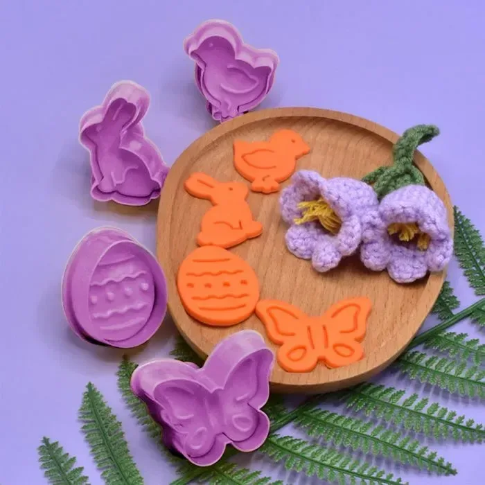 4 Pack Easter Cookie Cutters with 3D Stamps