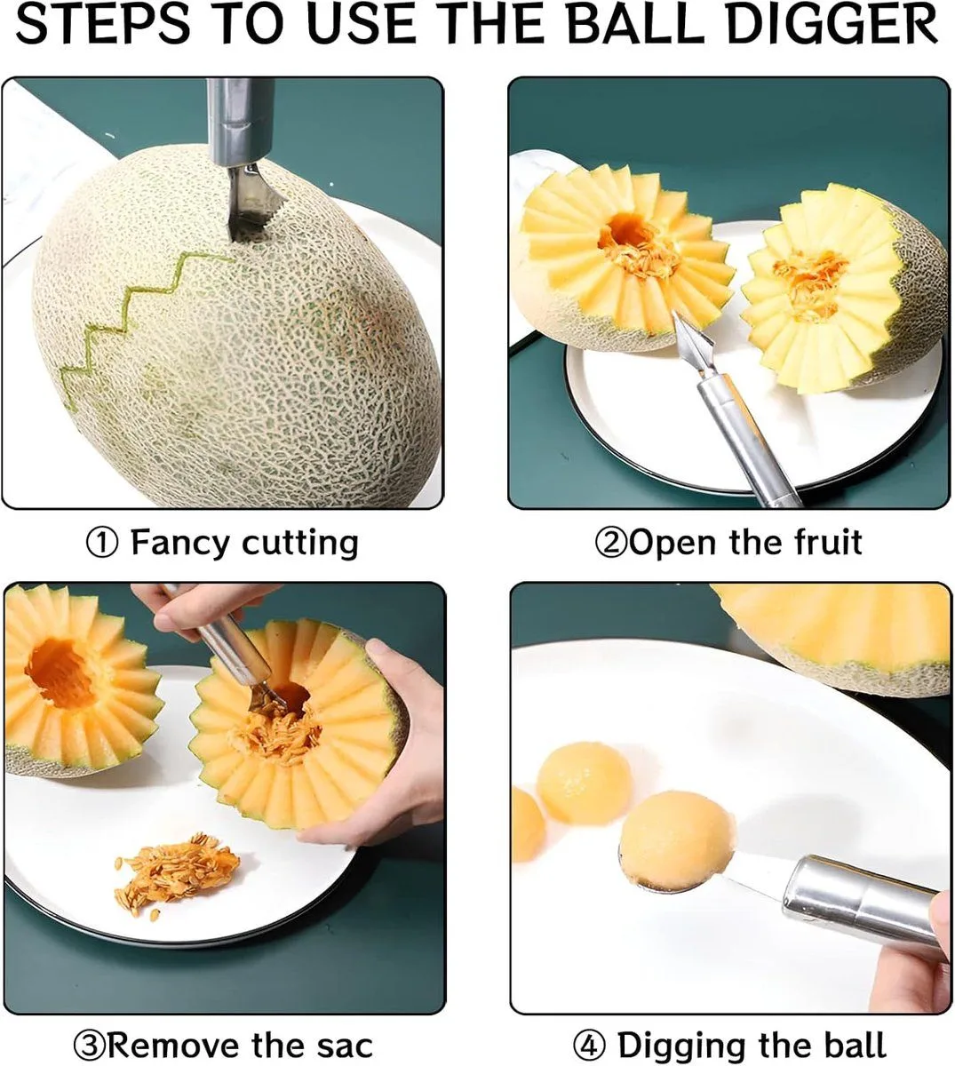 2 Pack Stainless Steel Melon Ballers
