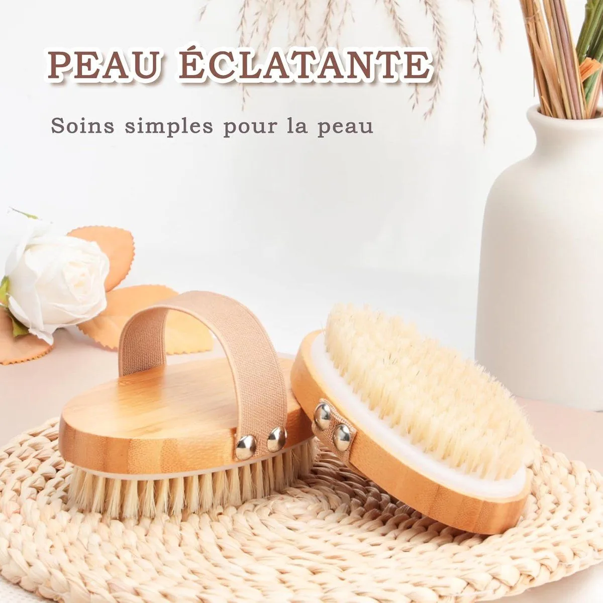 2 Pack Natural Bristle Dry Body Brushes