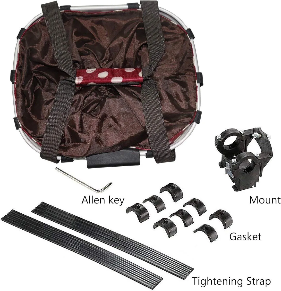 Dog Bike Basket, Foldable Bicycle Basket with Handlebar Mount, Quick Release Detachable Front Basket for Small Dogs, Pets, Shopping and Commuting
