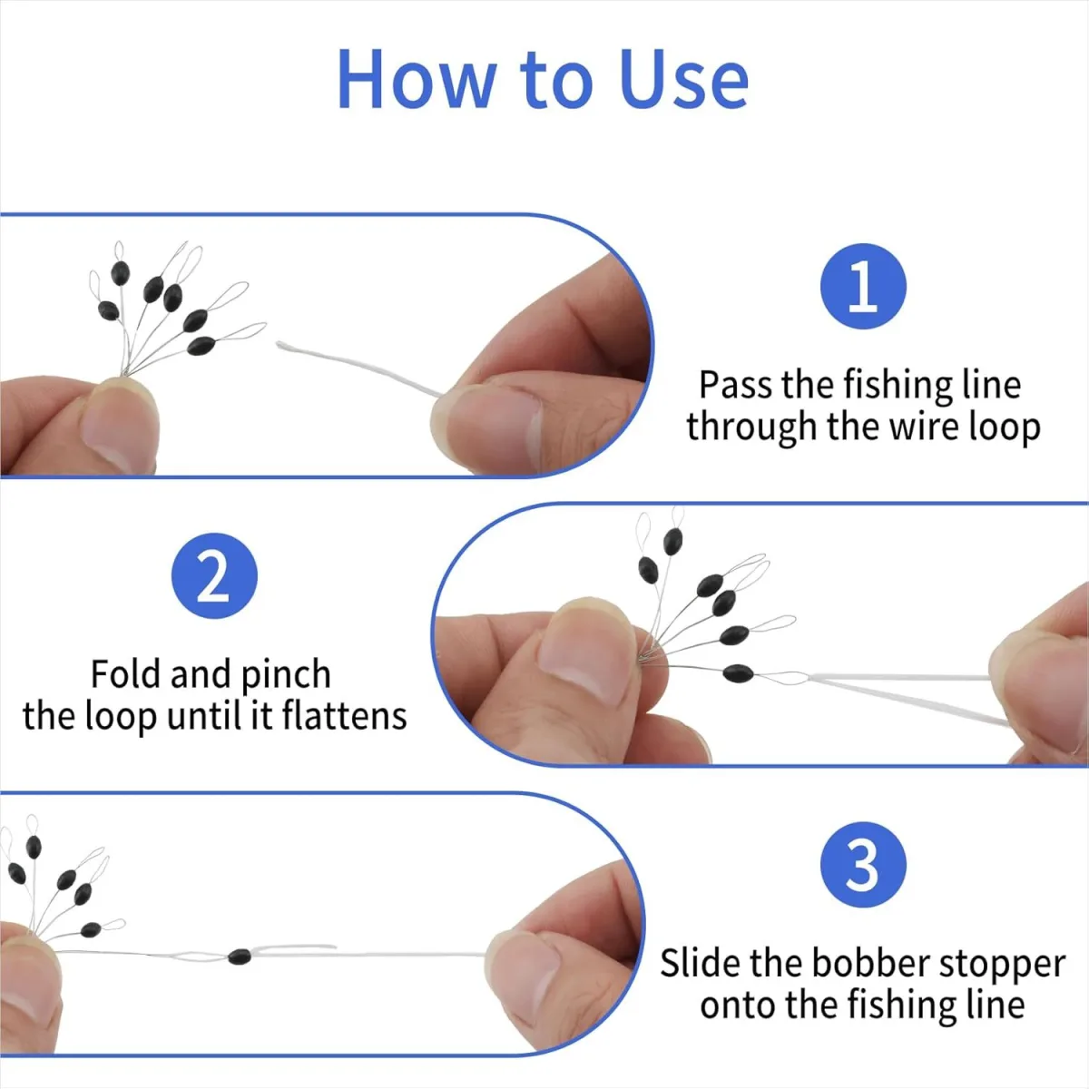 240 Pieces Middle-Sized Fishing Rubber Bobber Beads Stoppers 6 in 1 Black Float Sinker Stops