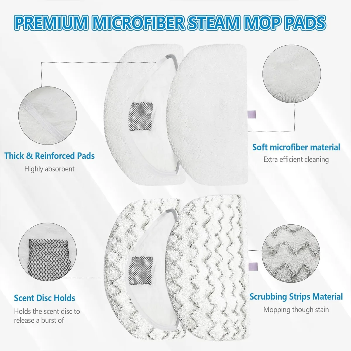 4 Pack Steam Mop Pads Replacement or Bissell Powerresh Steam Mop 1940 1440 1544 1806 2075 Series, Model 5938 19402 19404 19408 19409 1940A 1940 1940Q 1940T 1940W, Microiber Washable, Reusable