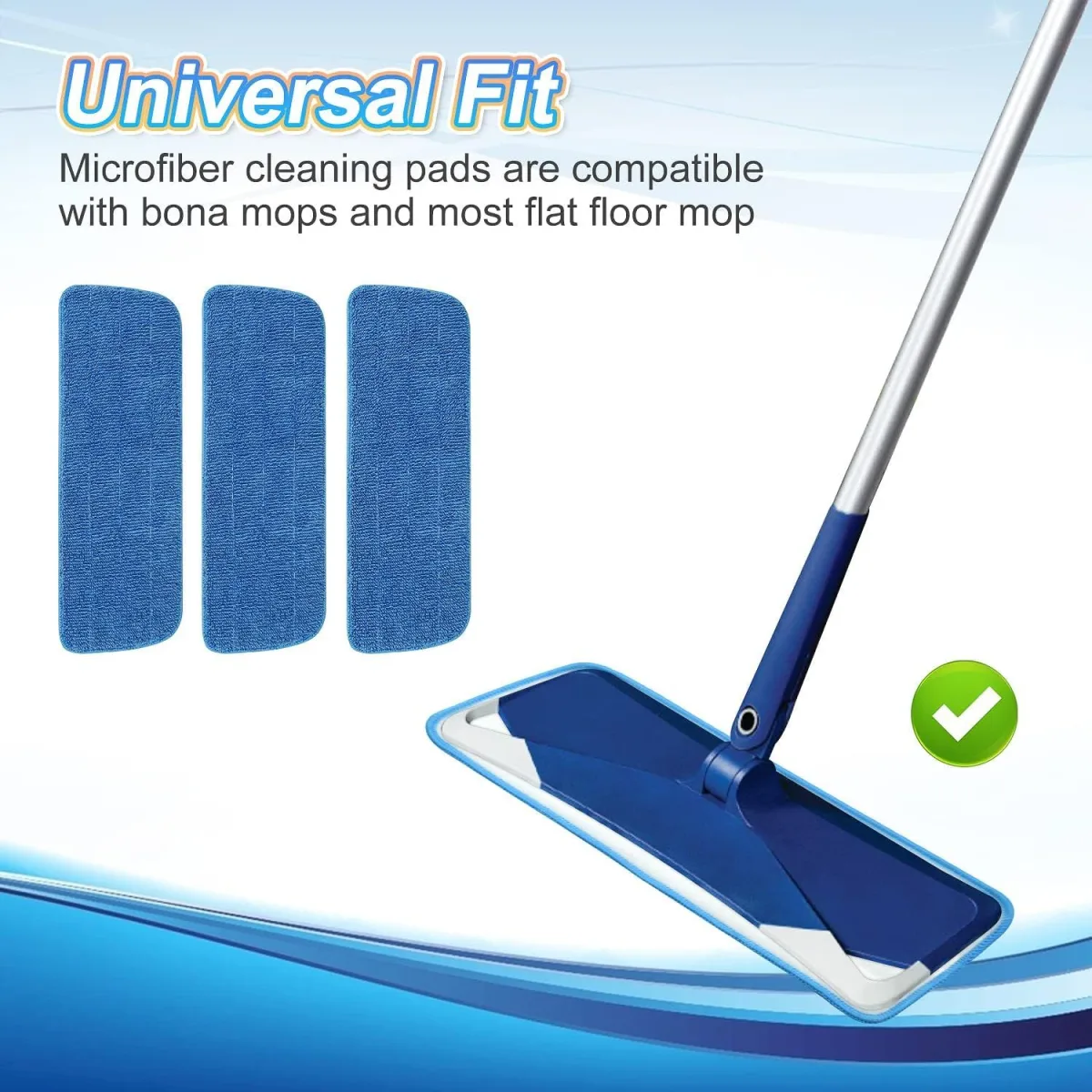 3 Pack Microiber Mop Pads Replacement or Wet/Dry Mop loor Cleaning Reusable Mop Pads Reills or Spray loor Mops Compatible with Bona loor Care System and Any Microiber lat Spray Mop