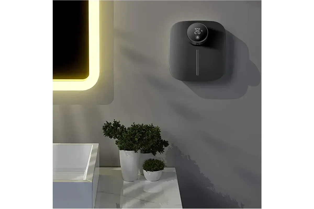 Automatic Wall Mount Foaming Soap Dispenser Toucess Rechargeable Temperature Display (White)