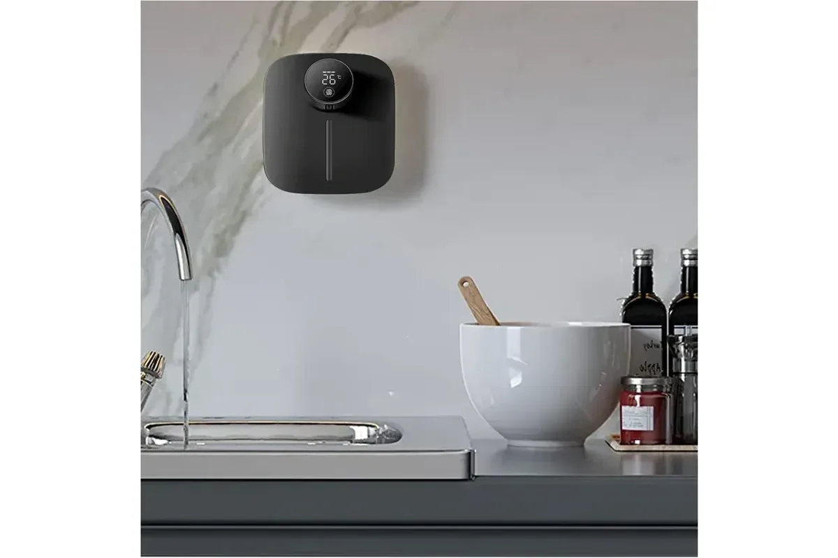 Automatic Wall Mount Foaming Soap Dispenser Toucess Rechargeable Temperature Display (White)