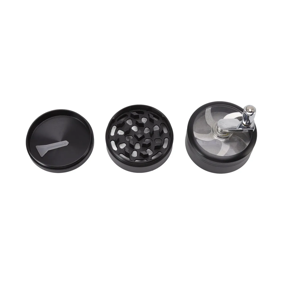 4 Layers Hand Crank Spices Grinder Zinc Alloy 60mm Manual Spice Grinder with Filter