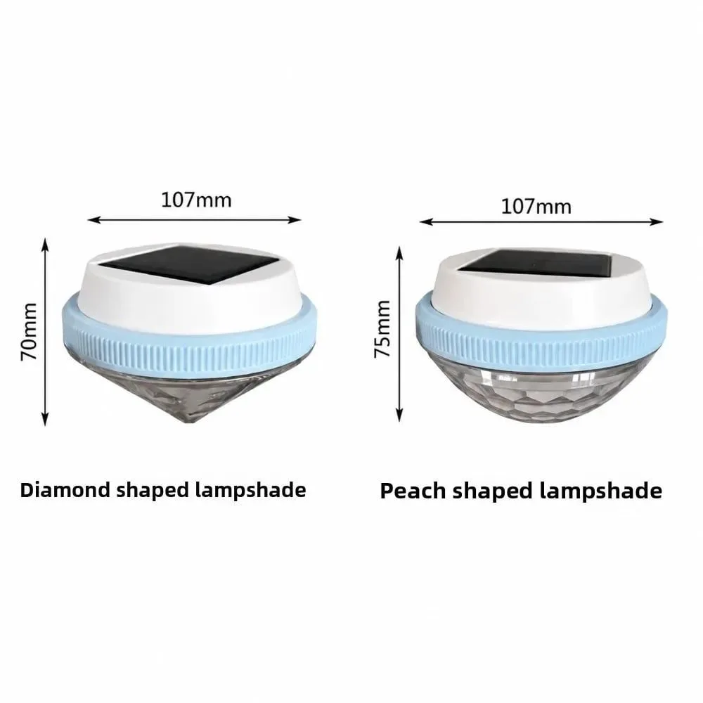 Solar Floating Pool Lights with Multicolor Glow, Two Shape Options (Peach & Diamond), Automatic Day Charging Night Illumination, Waterproof Durable Design for Pools, Bathtubs, Fountains, Aquariums, and Spa Decorative Ambiance