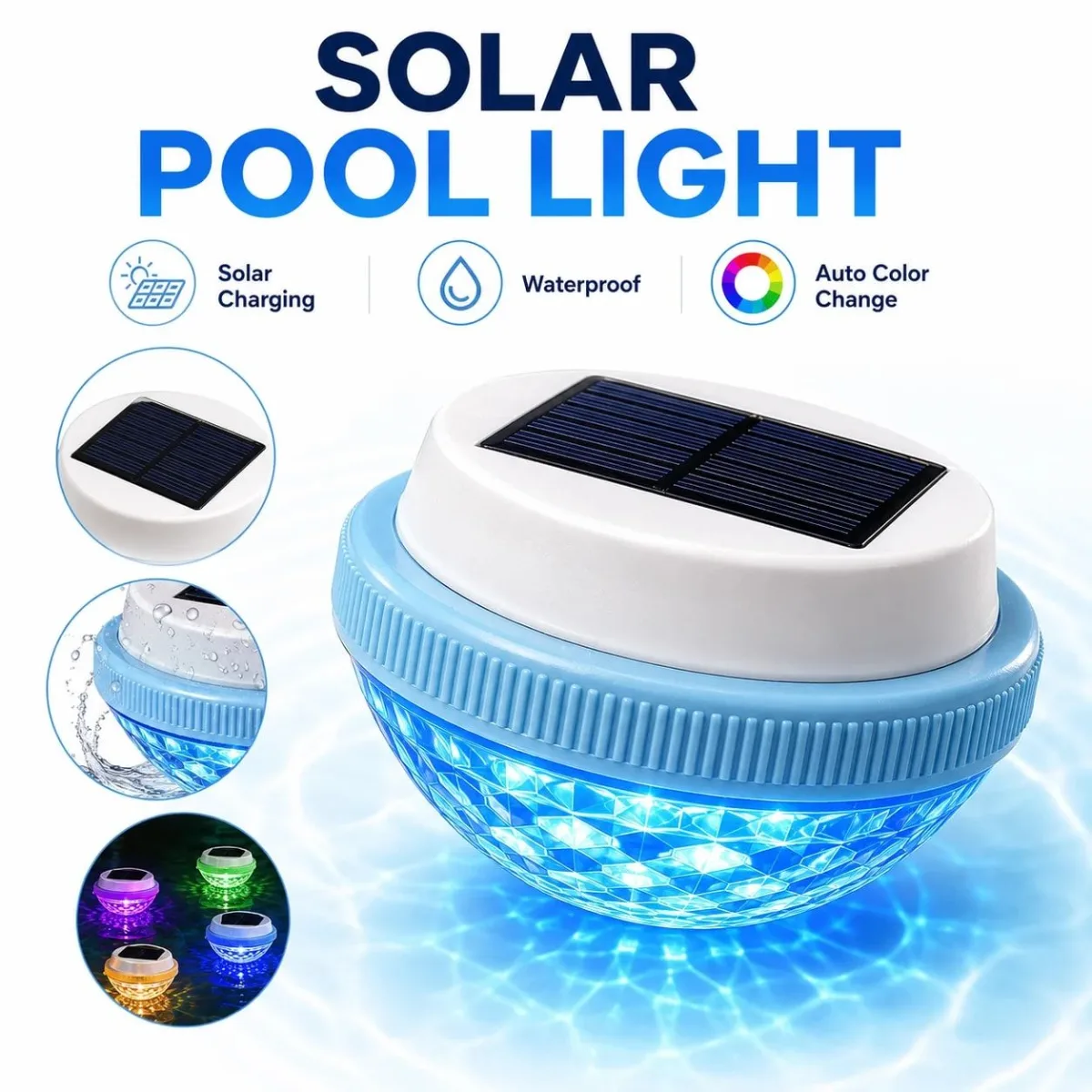 Solar Floating Pool Lights with Multicolor Glow, Two Shape Options (Peach & Diamond), Automatic Day Charging Night Illumination, Waterproof Durable Design for Pools, Bathtubs, Fountains, Aquariums, and Spa Decorative Ambiance