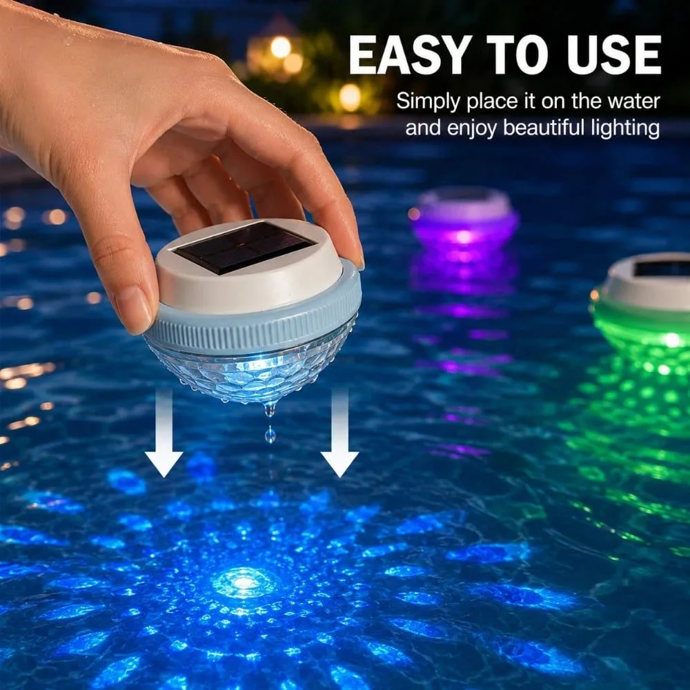 Solar Floating Pool Lights with Multicolor Glow, Two Shape Options (Peach & Diamond), Automatic Day Charging Night Illumination, Waterproof Durable Design for Pools, Bathtubs, Fountains, Aquariums, and Spa Decorative Ambiance