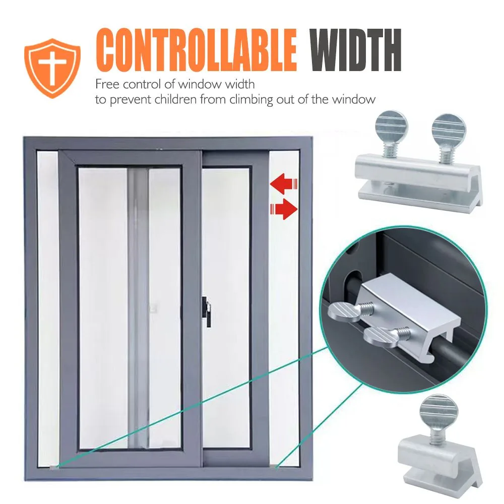 Adjustable Window Limit Lock for Sliding and Single-Hung Windows, Stainless Steel Security Stopper for Child and Pet Safety, No-Drill Installation