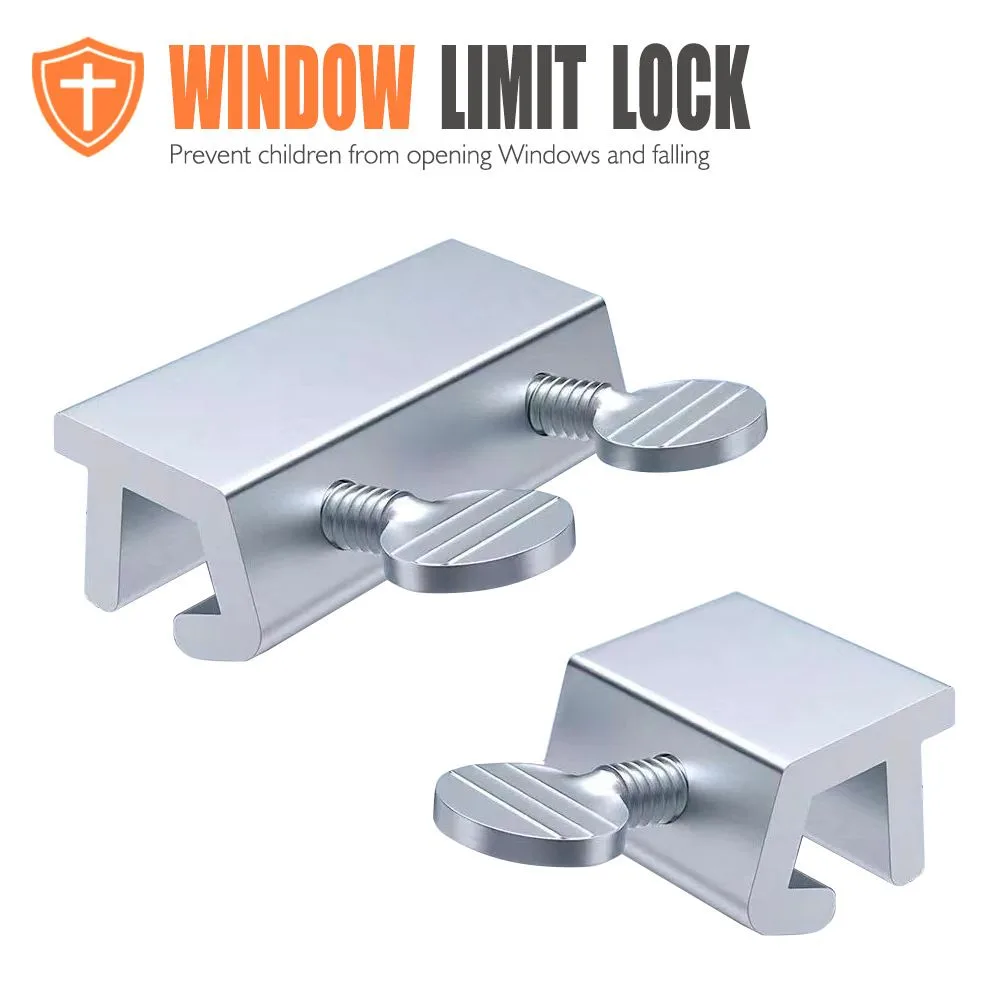 Adjustable Window Limit Lock for Sliding and Single-Hung Windows, Stainless Steel Security Stopper for Child and Pet Safety, No-Drill Installation