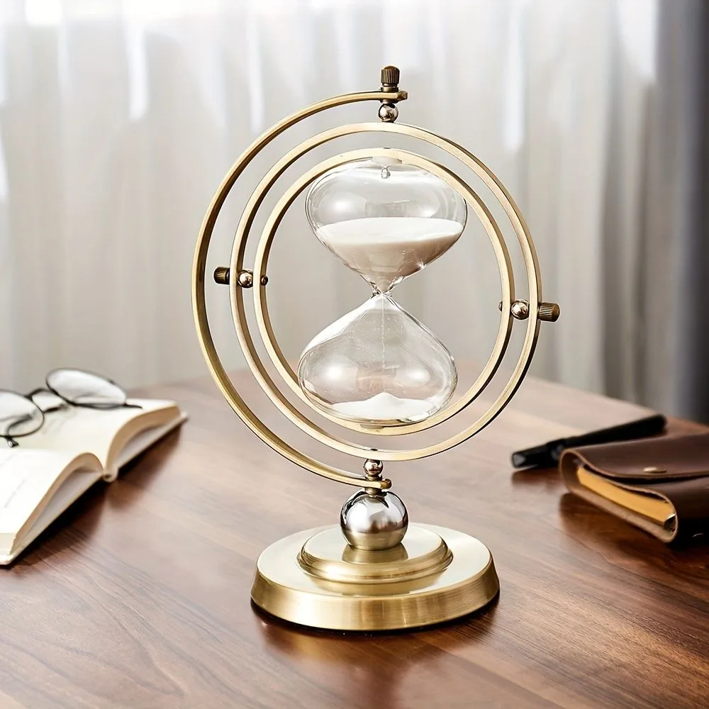 White Black Rotating Hourglass Clock Home Decor Time-Keeping Device High-Quality Materials