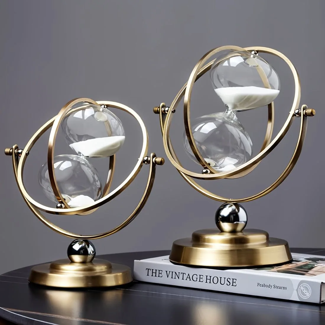White Black Rotating Hourglass Clock Home Decor Time-Keeping Device High-Quality Materials