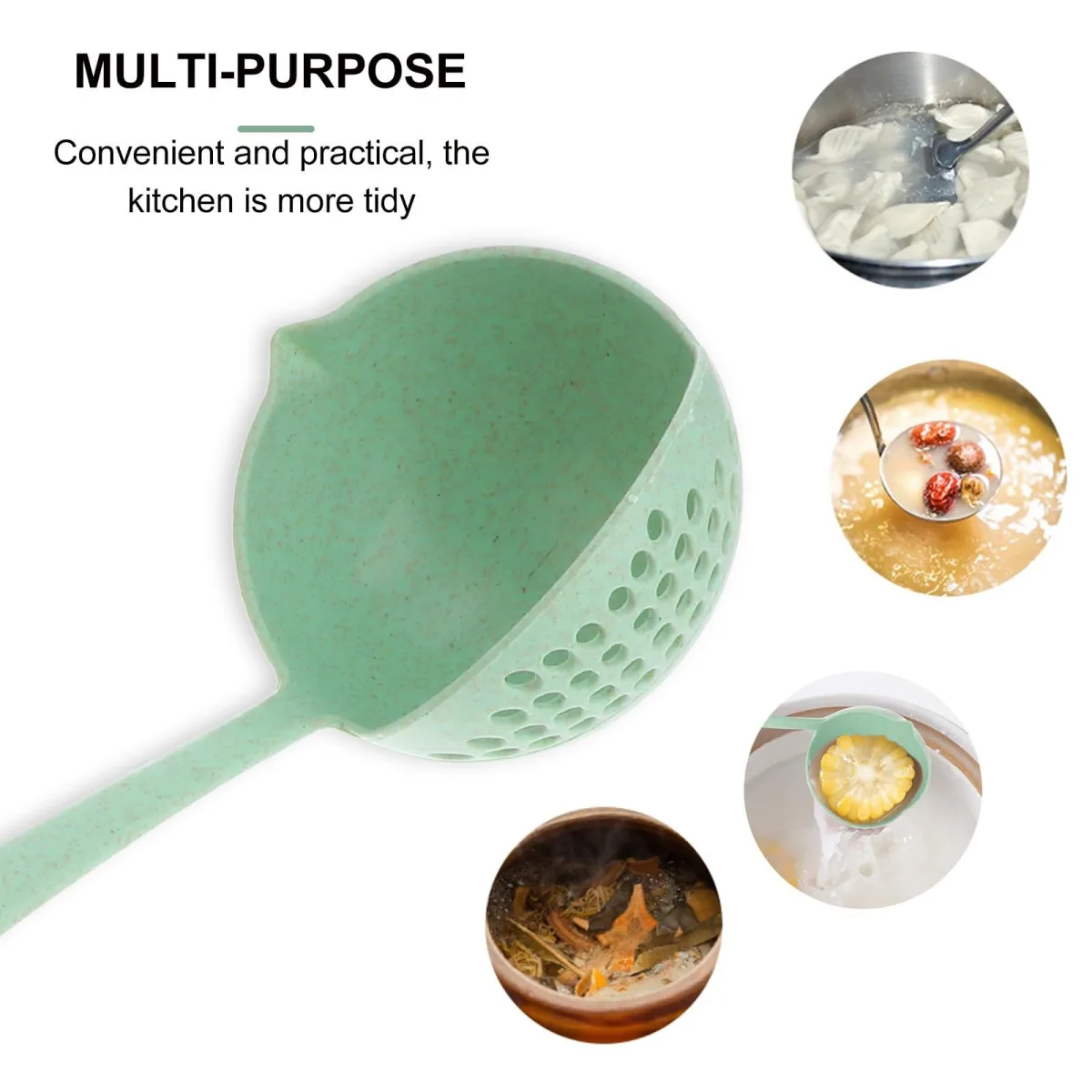 Multi Function Plastic Ladle Spoon with Filter Strainer,Soup Ladle Plastic Straining Ladle Slotted Spoon Soup Pan Spoon