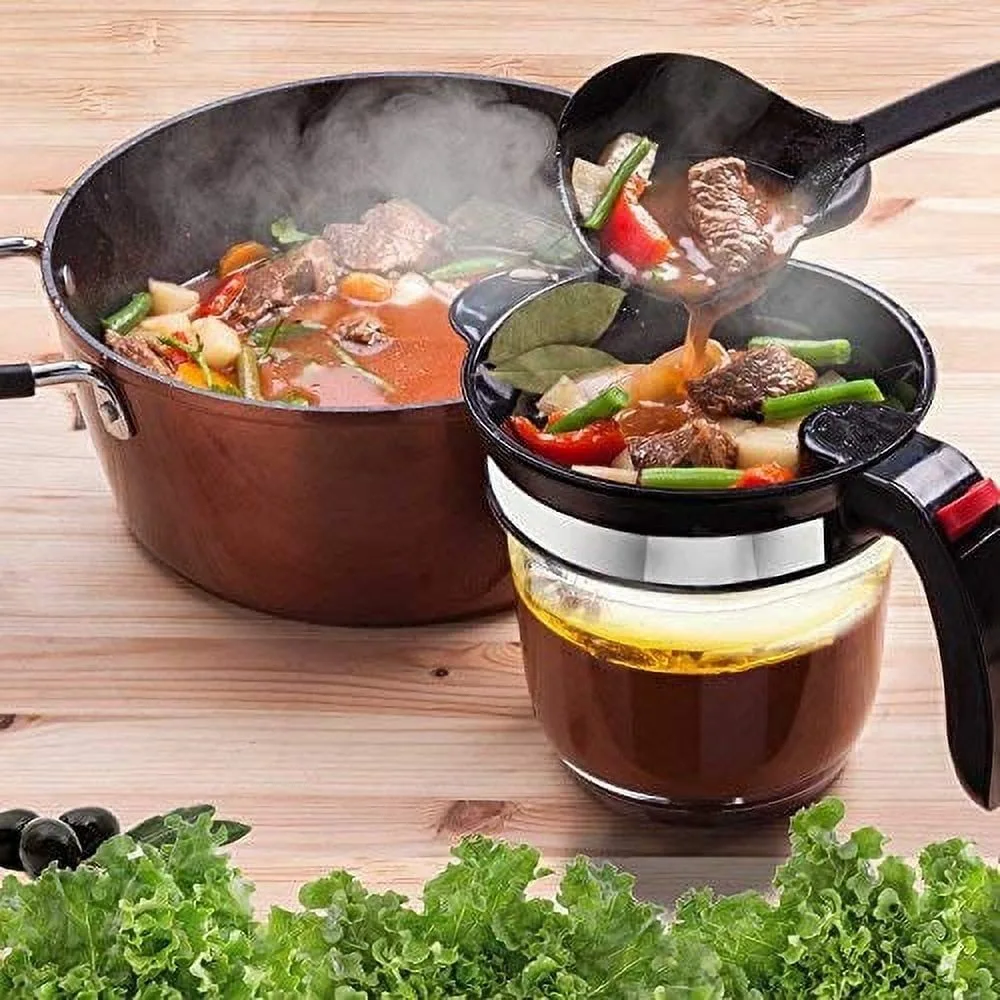 4 Cups Gravy Separator and Fat Separator 32 Ounces for Gravy, Soup Or Sauce, 1L Measuring Capacy