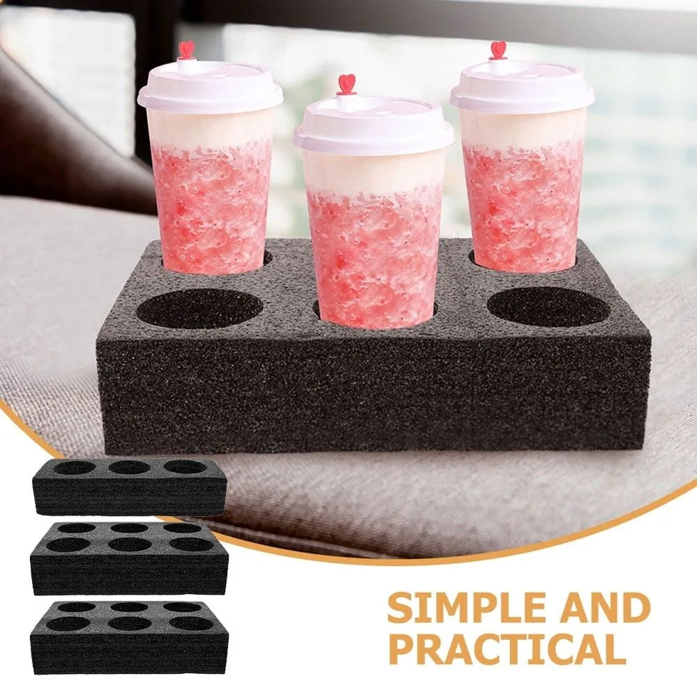 3-Piece Multi-Hole Cup Holder Set with EPE Foam, Spill-Resistant Drink Holder for Takeout and Travel
