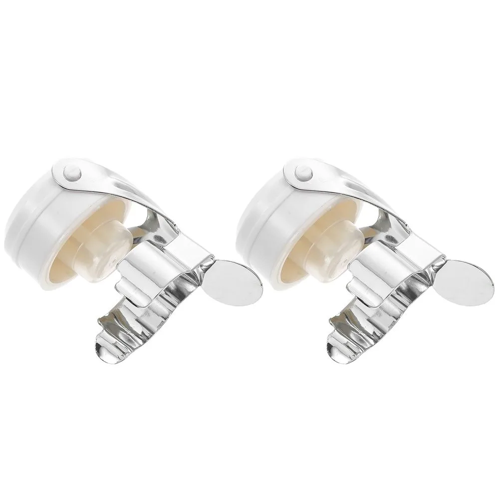 2-Pack Reusable Stainless Steel Wine Bottle Stoppers with Elegant White Finish for Sealing and Decorative Use