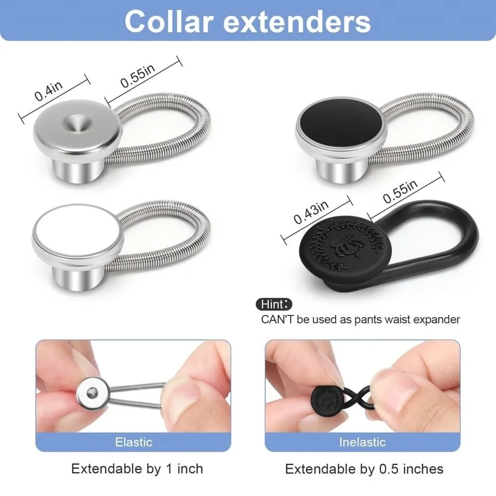 12 PCS Shirt Collar Button Extenders,Comfortable Neck Button Extender for Mens Dress Shirts,Instant Tie Collar Expansion