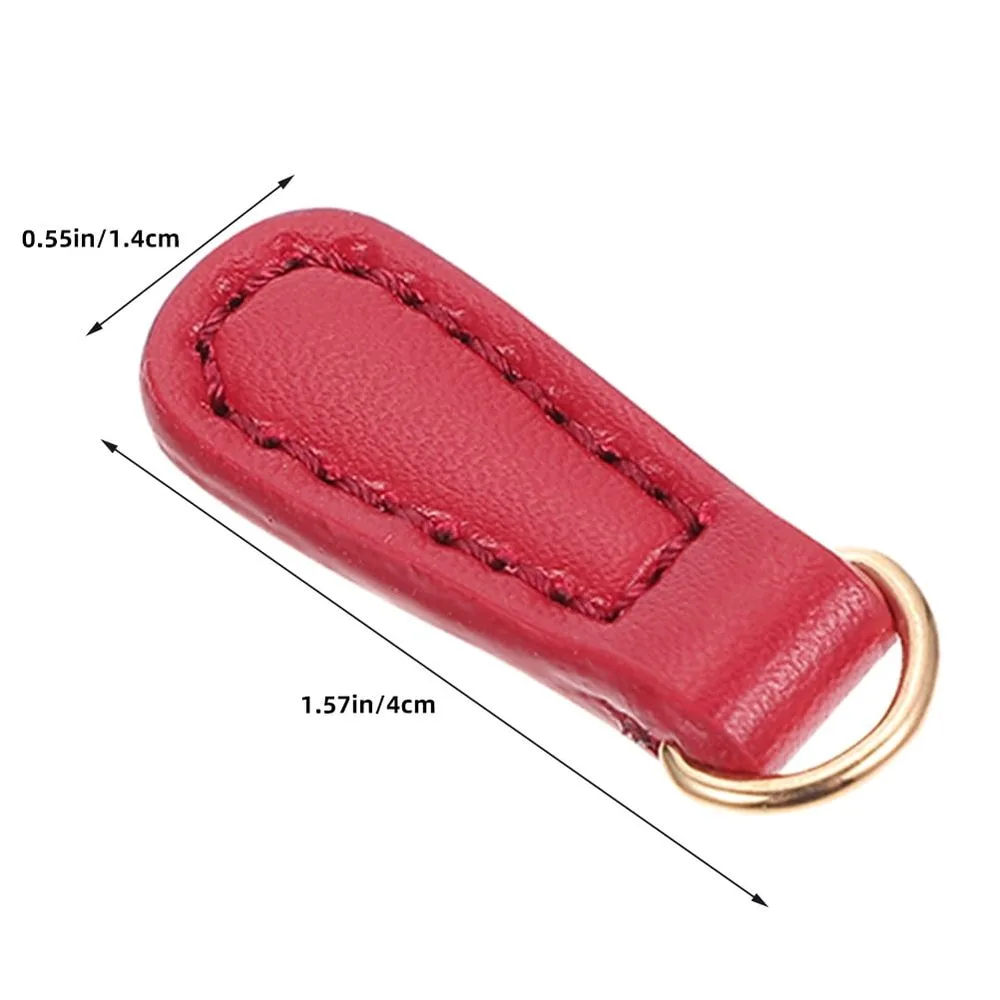4pcs Red Faux Zipper Pulls for Backpack Clothing Repair Set