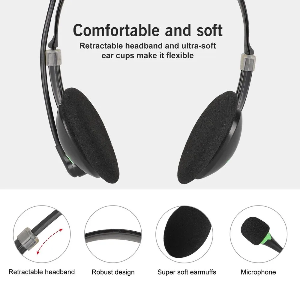 USB Headset,USB Computer Headphones with Noise Cancelling Mic for PC Business Skype Softphone Call Center Office