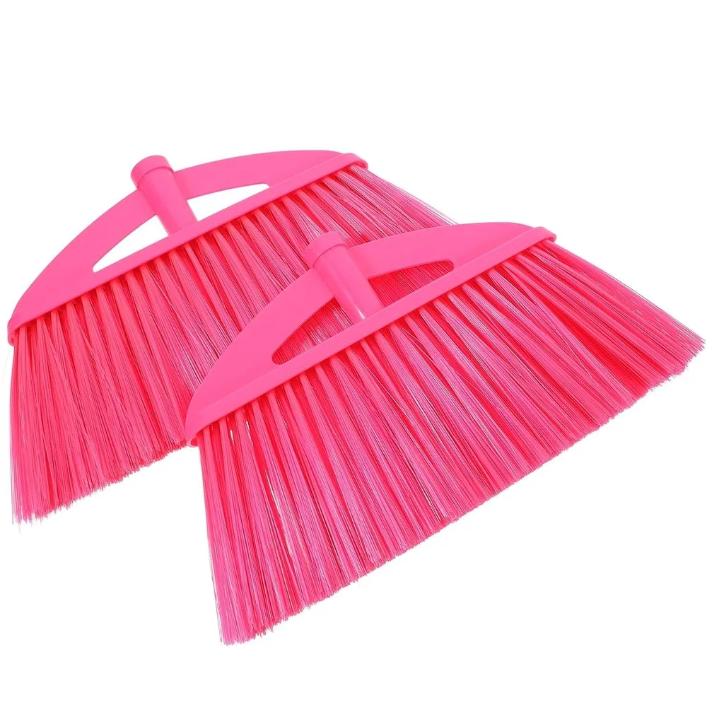 2Pcs Heavy Duty Broom Head Red Plastic for Floor Maintenance with Densely Packed Bristles