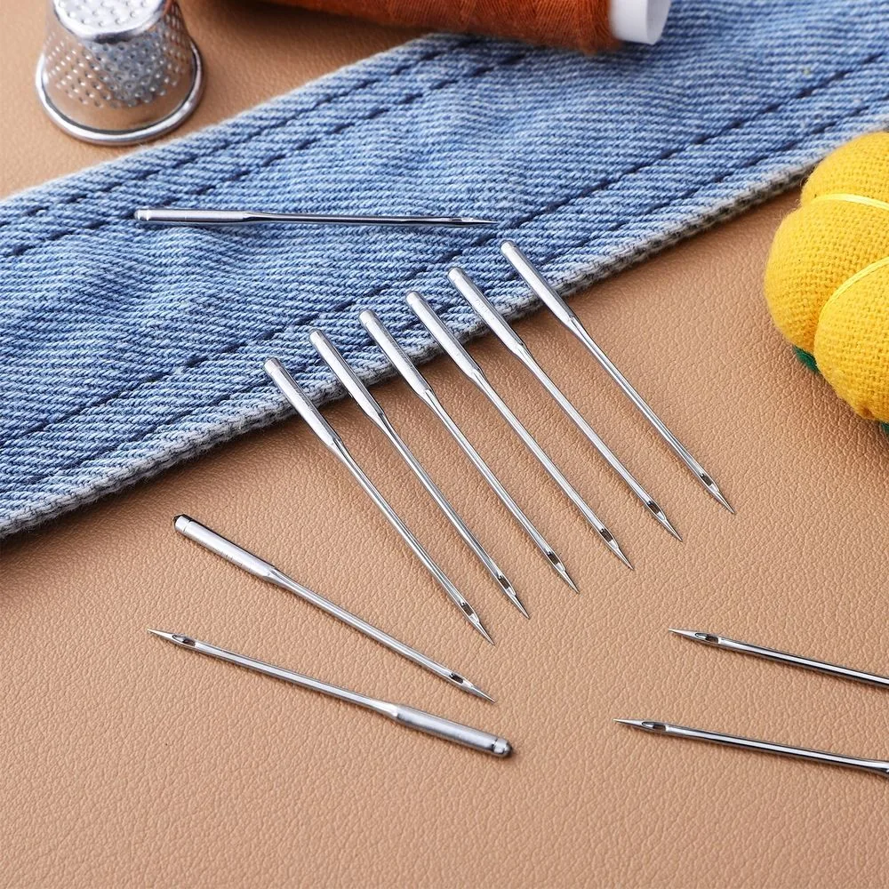 100Pcs Metal Sewing Machine Needles Plated Silver Color for Durable Multi Fabric Use