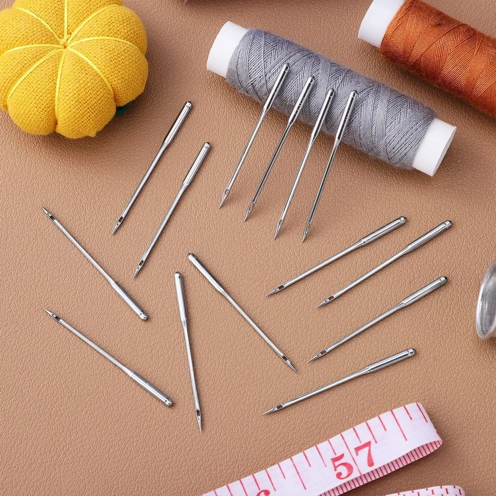 100Pcs Metal Sewing Machine Needles Plated Silver Color for Durable Multi Fabric Use