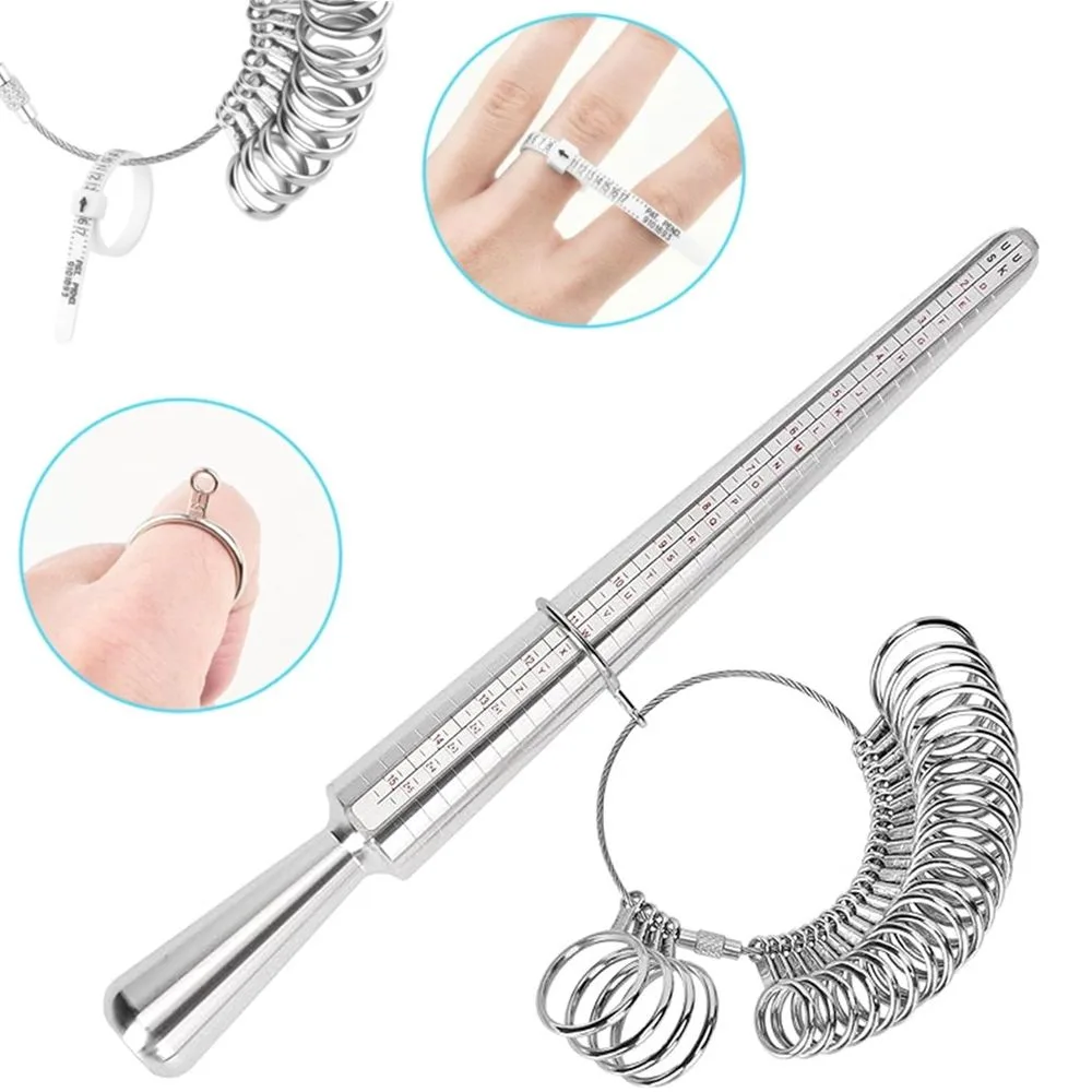 1Pack Ring Sizer Measuring Tool Kit Ring Sizing Kit with Ring Size 0-13 Metal Ring Mandrel Measurer Finger Size 1-17 Ring Sizers Stick for Men Women Ring Measurement