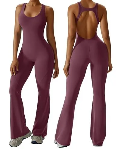 Stylish Backless Flared Jumpsuit for Yoga, Workout, Everyday & Occasions