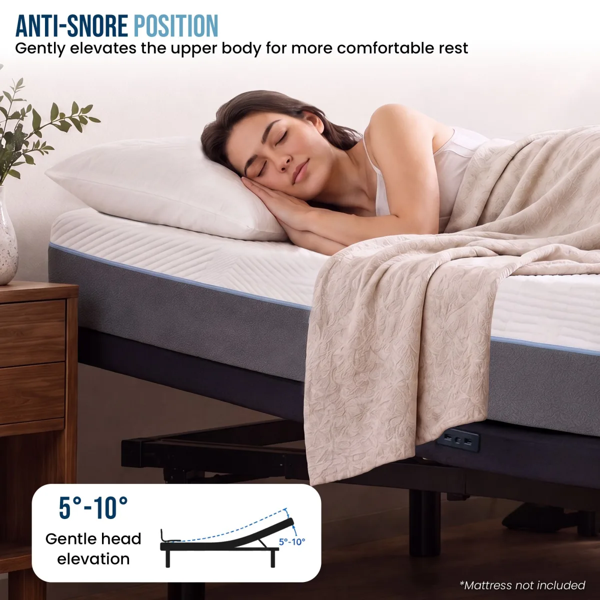 Therapedic Advance Double Adjustable Bed Frame Base with Head Tilt, Massage, USB & Wireless Remote