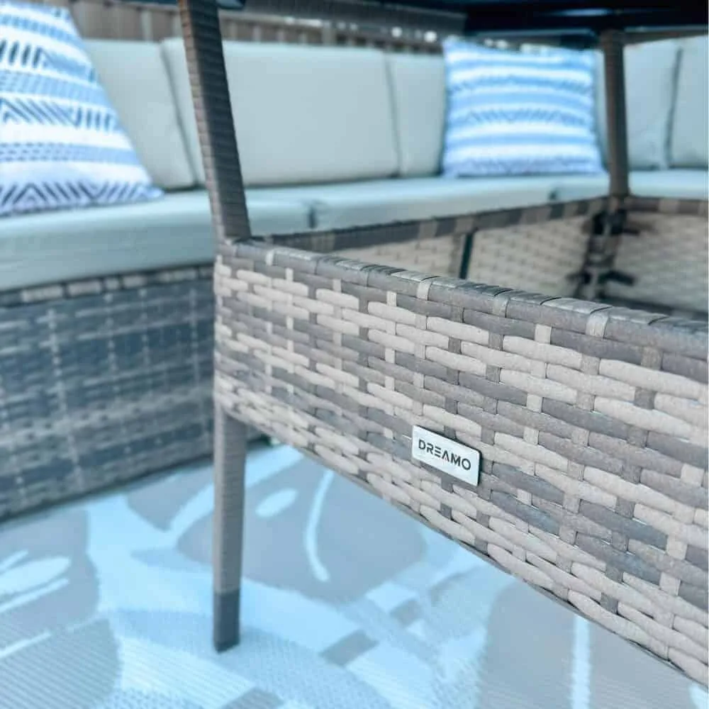 8PC Outdoor Dining Set Wicker Table & Chairs-Grey