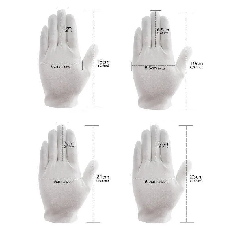 6 Pairs Handling Work Hands Protector Soft Costume Jewellery Cotton White Gloves - M