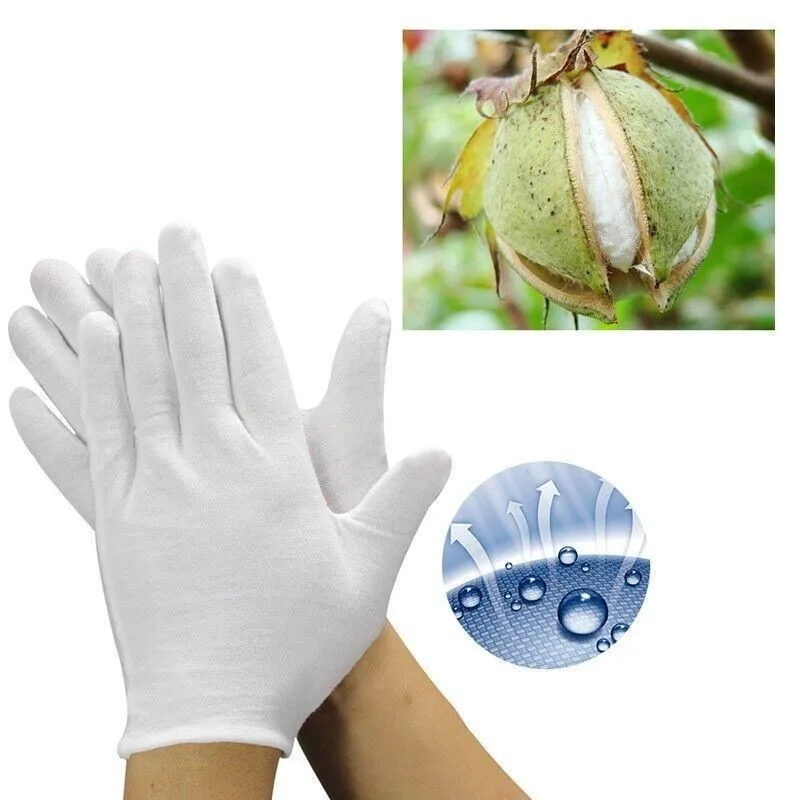 6 Pairs Handling Work Hands Protector Soft Costume Jewellery Cotton White Gloves - M