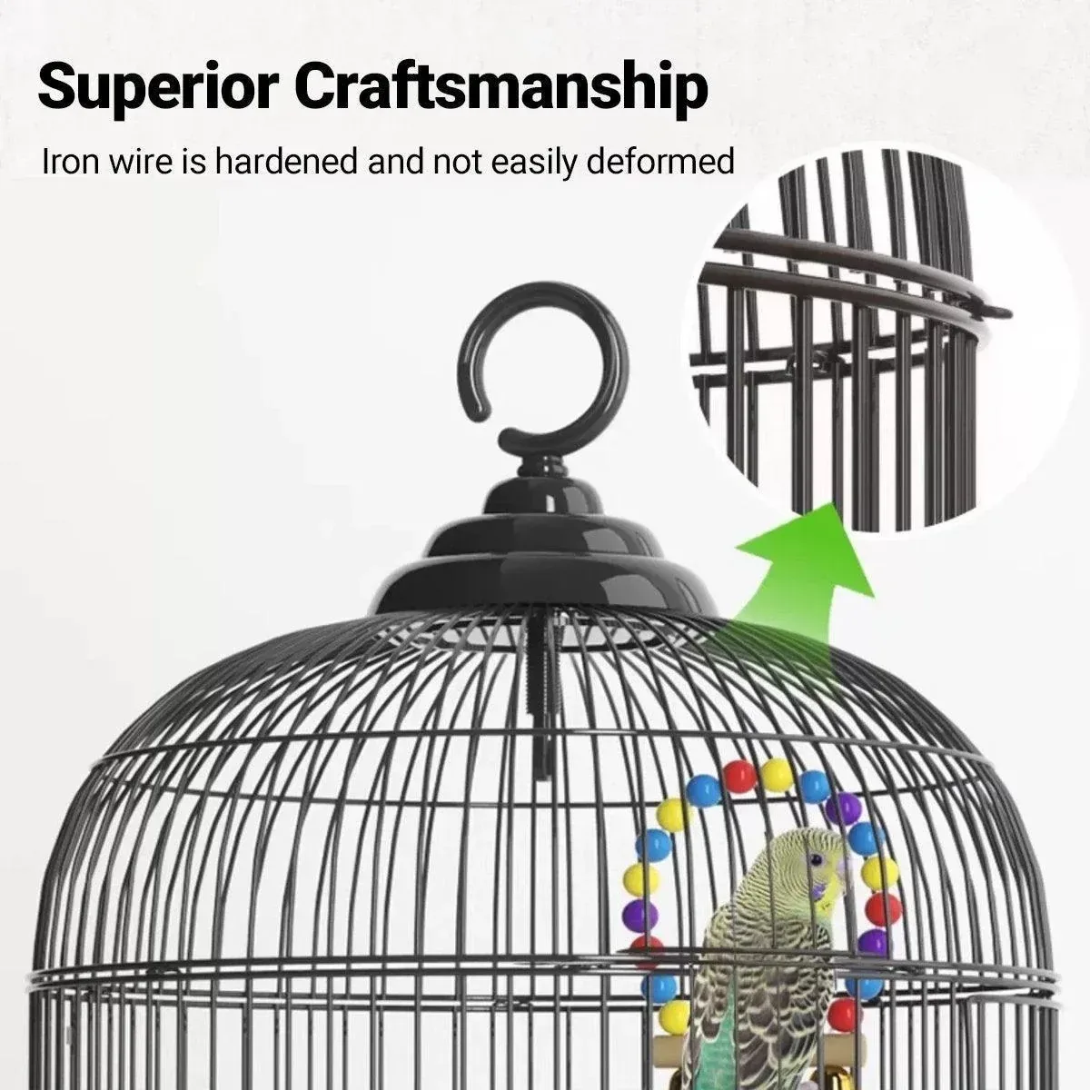 Round Bird Cage Metal Cage Large Pet Birdcage Indoor Outdoor Parrot