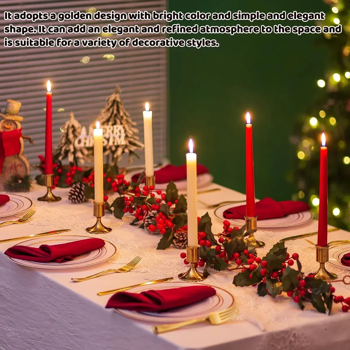 6PCS Gold Candle Holder Decoration Tabletop for Christmas Romantic Dinner Decor
