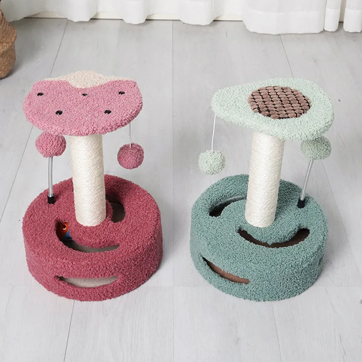 Cat Climbing Toy Small Jump Platform with Claw Scratching Board for Kittens Play - Green