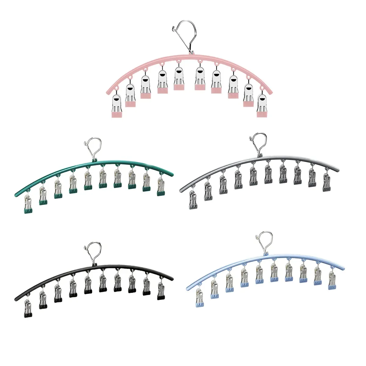 3PCS Windproof Clothes Drying Rack Balcony Hanger Pantyhose Underwear Clips - Pink