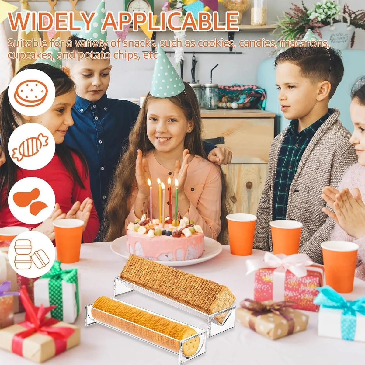 1PC Transparent Rectangular Biscuit Display Rack Food Dessert Wedding Cake Stand