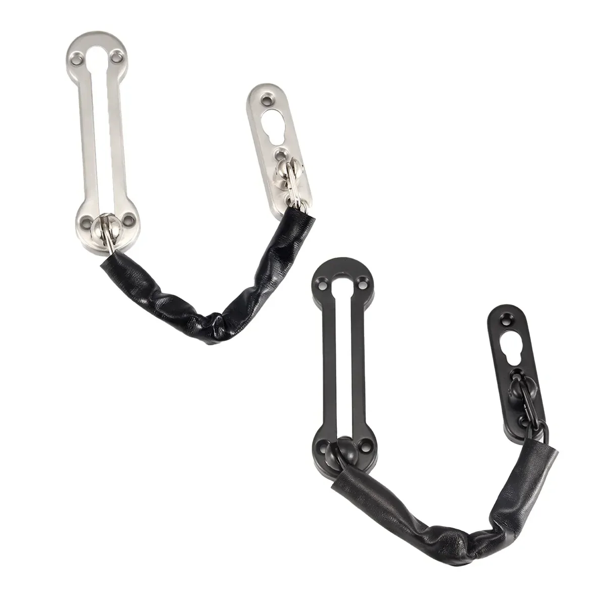 Home Security Door Chain Stainless Steel Guard Slide Screws Front Secure Catch - Black